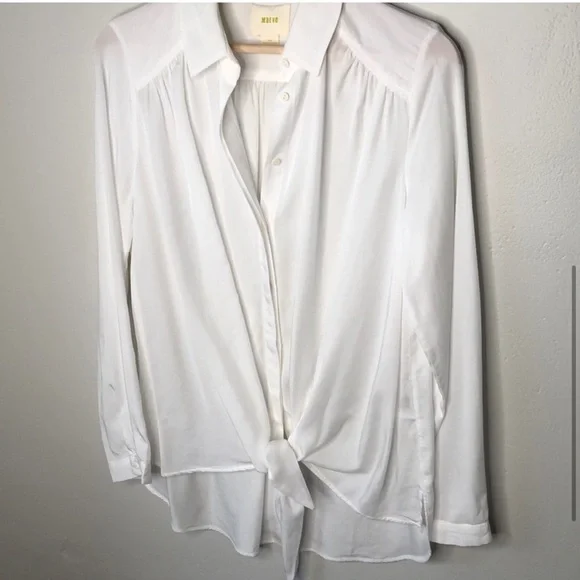 MAEVE White Women's Tie-Front Blouse - Picture 5 of 6